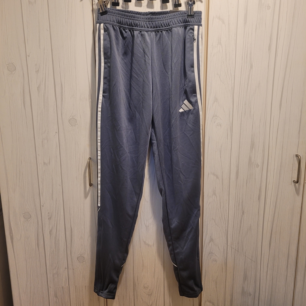 adidas Men's Slate Gray Jogger Pants with White Stripes